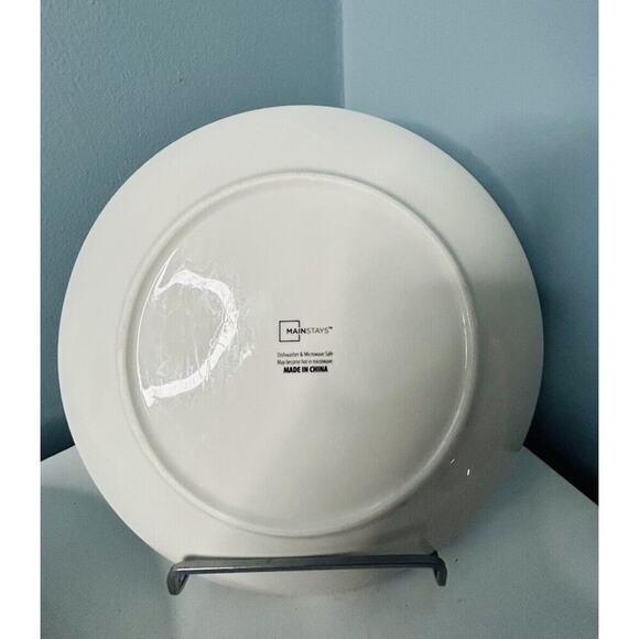 (5) Mainstays Aqua Teal White Dinner Plates 10.25 Inch Diameter Great Condition - Picture 2 of 12